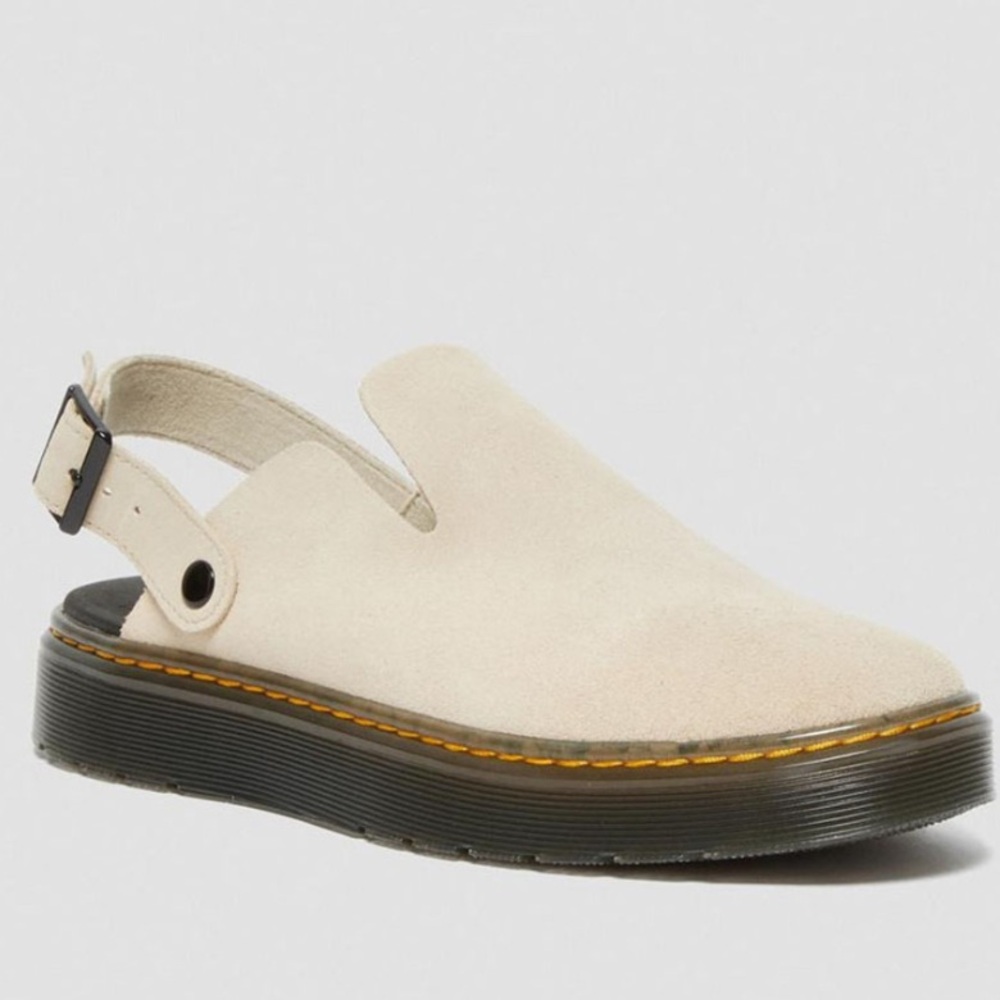 Dr. Martens Light Tan Suede Slingback Carlson Mules Sz 10 Gently Worn